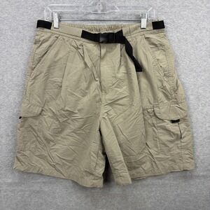 Guide Gear Shorts Mens Large Tan Khaki Belted Cargo Mesh Lined 100% Nylon Gander